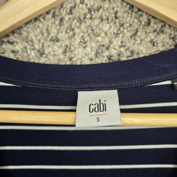 CAbi Top Womens Small Navy Blue Ahoy‎ Jersey Knit Stripe Tee Style 5556 Casual - Picture 6 of 7